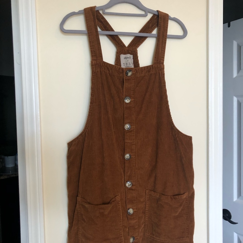 Brown corduroy dress overalls dungarees US size 14
